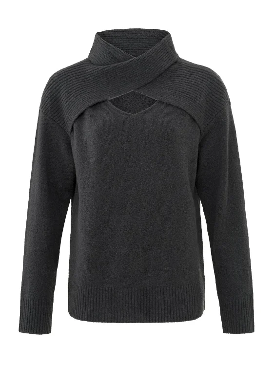 Time to Snag a Bargain!Time to Snag a Bargain!YAYA Crossover Neckline Sweater, Phantom Black Time to Snag a Bargain!Time to Snag a Bargain!YAYA Crossover Neckline Sweater, Phantom Black