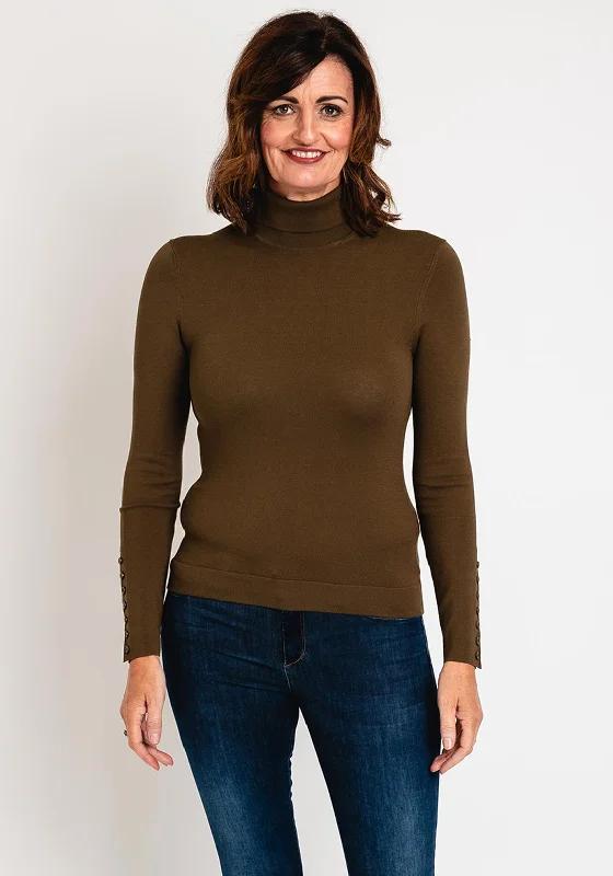 Shop Now and Save!Shop Now and Save!YAYA Button Detail Sleeve Sweater, Dark Green