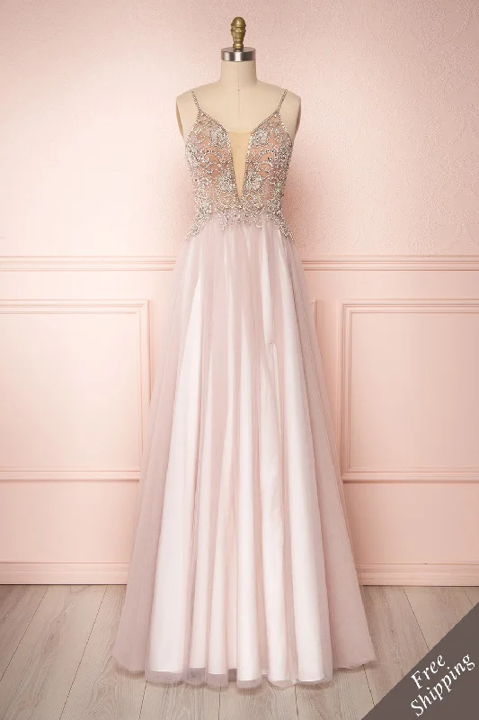 Massive Price Cuts!Massive Price Cuts!Baillif | Lilac Maxi Dress with Crystals
