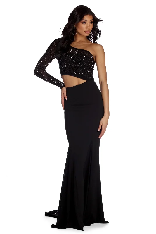Flash Sale – Act Fast!Flash Sale – Act Fast!Bria Formal One Shoulder Heat Stone Dress