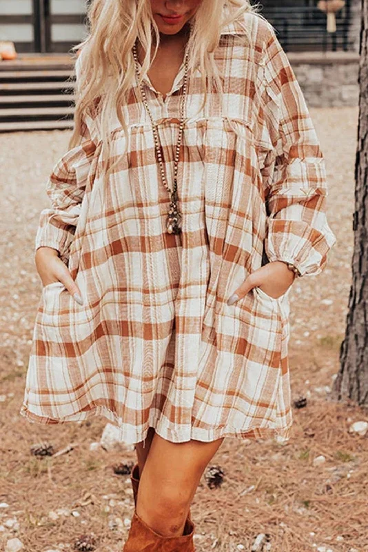 Get the Best for Less!Get the Best for Less!Plaid Bubble Sleeve Babydoll Dress