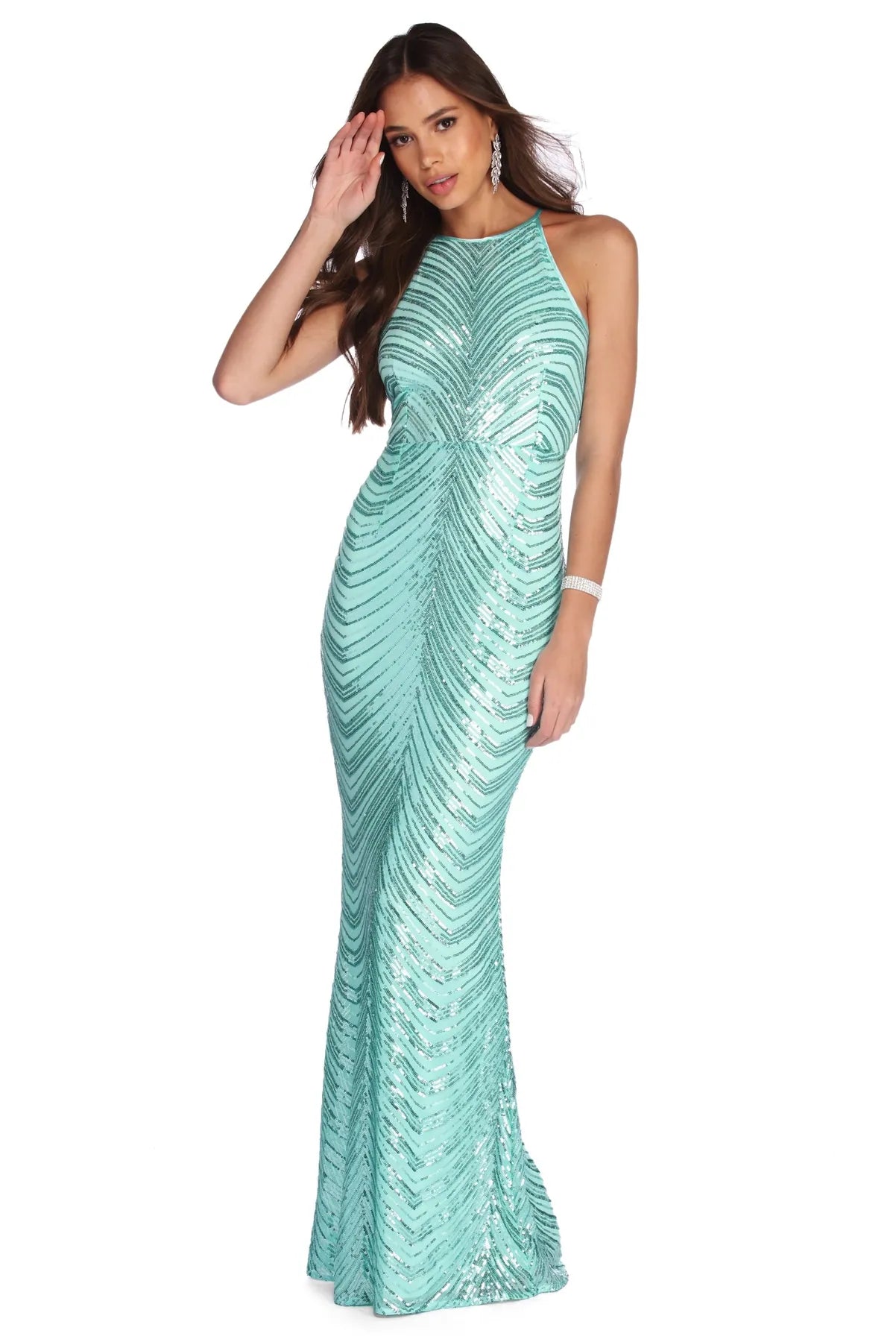 Unbeatable Prices!Unbeatable Prices!Callie Formal Chevron Sequin Dress