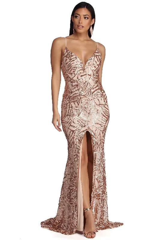 Shop Now and Save!Shop Now and Save!Charice Flared Geometric Sequin Dress