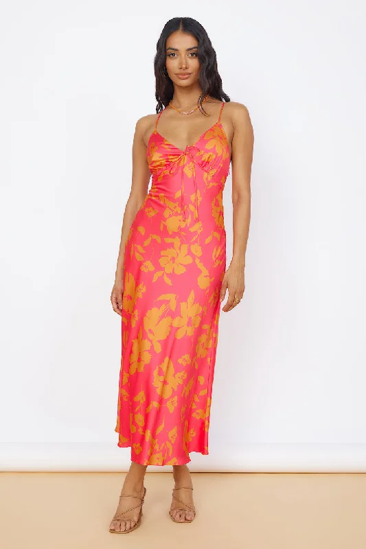 Unbeatable Prices!Unbeatable Prices!Colorful Memories Satin Maxi Dress Red