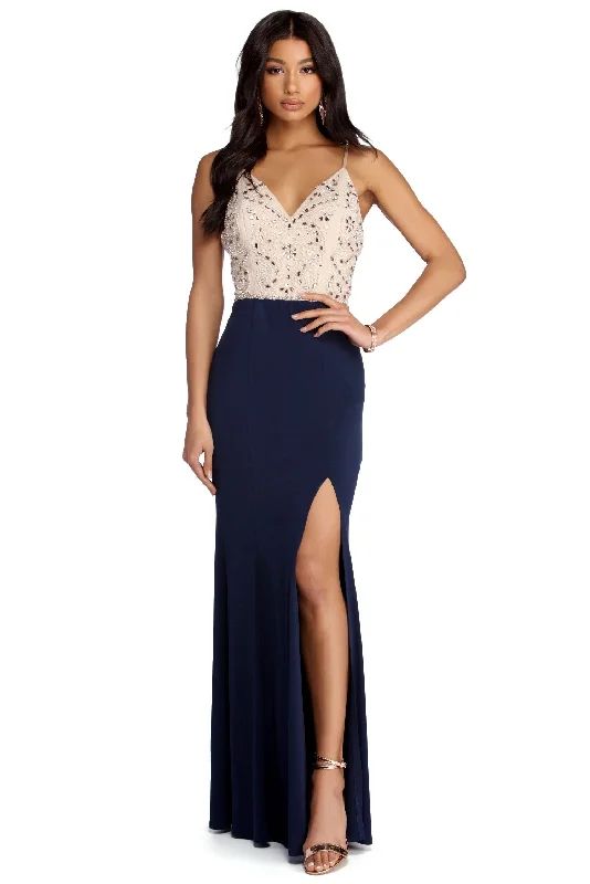 Huge Price Cuts Await!Huge Price Cuts Await!Giana Formal High Slit Beaded Dress