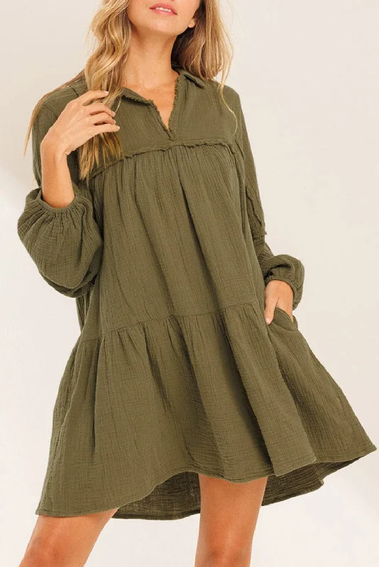 Save Money, Shop Happy!Save Money, Shop Happy!Gauze Collared Babydoll Dress w/Pockets Save Money, Shop Happy!Save Money, Shop Happy!Gauze Collared Babydoll Dress w/Pockets