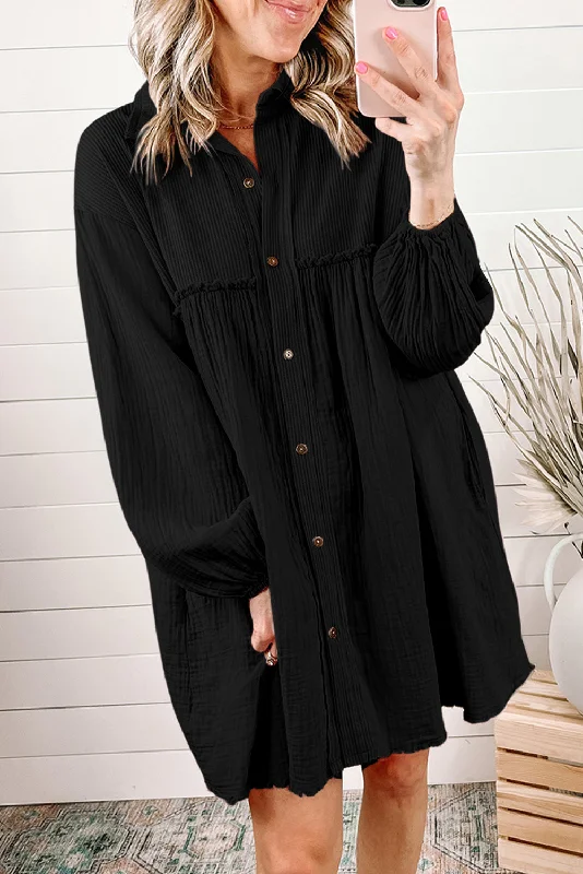 Find the Best Deals Here!Find the Best Deals Here!Gauze Puff Sleeve Shirt Dress