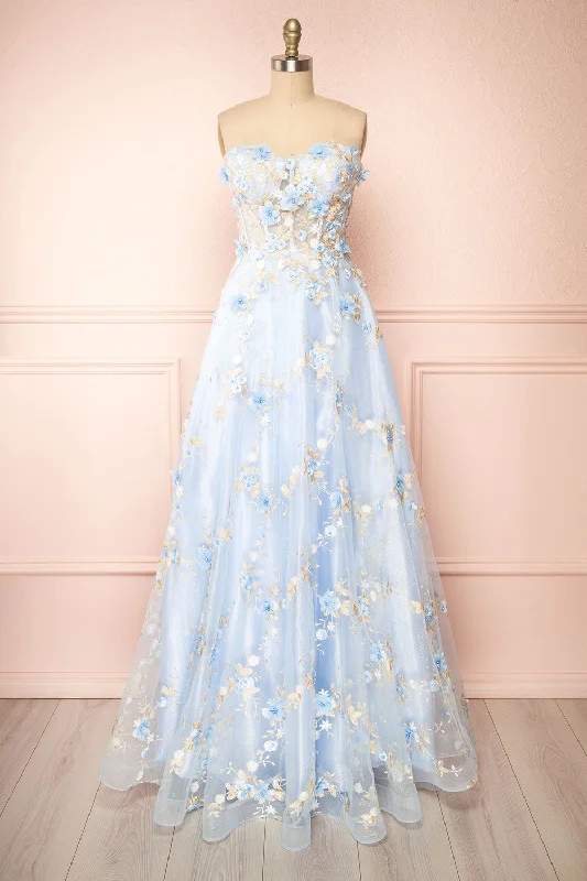 More Discounts, More Joy!More Discounts, More Joy!Menina | Blue Maxi Gown w/ Floral Appliqué More Discounts, More Joy!More Discounts, More Joy!Menina | Blue Maxi Gown w/ Floral Appliqué