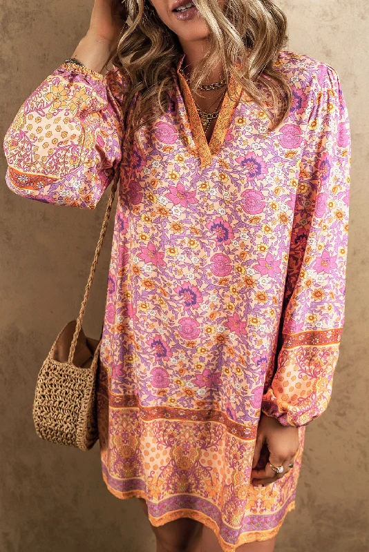 Save Up to 50% Off!Save Up to 50% Off!Boho Floral Puff Sleeve Dress