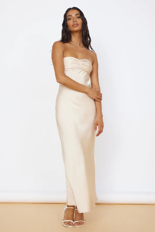 Find the Best Deals Here!Find the Best Deals Here!Start of Something New Satin Maxi Dress Beige