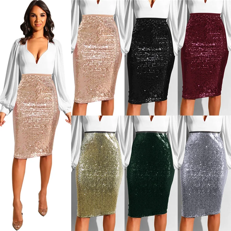 Instant Savings Await!Instant Savings Await!2019 Fashion Solid Color Sequin Skirt High Waist Sparkle Pencil Women Skirt Instant Savings Await!Instant Savings Await!2019 Fashion Solid Color Sequin Skirt High Waist Sparkle Pencil Women Skirt