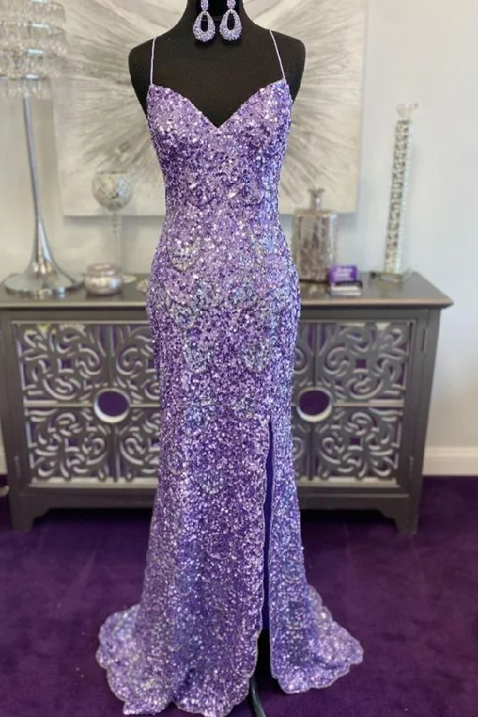 Your Best Deals Are Here!Your Best Deals Are Here!2021 straps mermaid lavender sequined long prom dress with side slit cg20369 Your Best Deals Are Here!Your Best Deals Are Here!2021 straps mermaid lavender sequined long prom dress with side slit cg20369