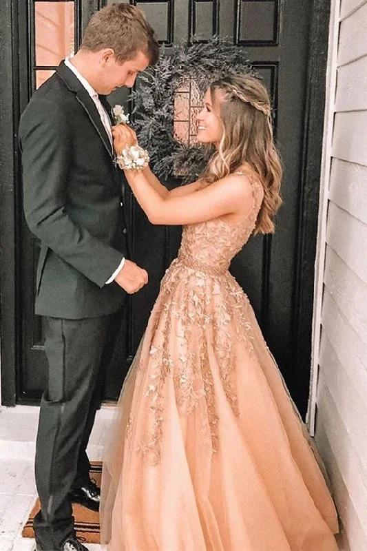 The Sale You’ve Been Waiting For!The Sale You’ve Been Waiting For!A-Line V-Neck Floor-Length Champagne Prom Dress with Appliques Beading cg20354 The Sale You’ve Been Waiting For!The Sale You’ve Been Waiting For!A-Line V-Neck Floor-Length Champagne Prom Dress with Appliques Beading cg20354