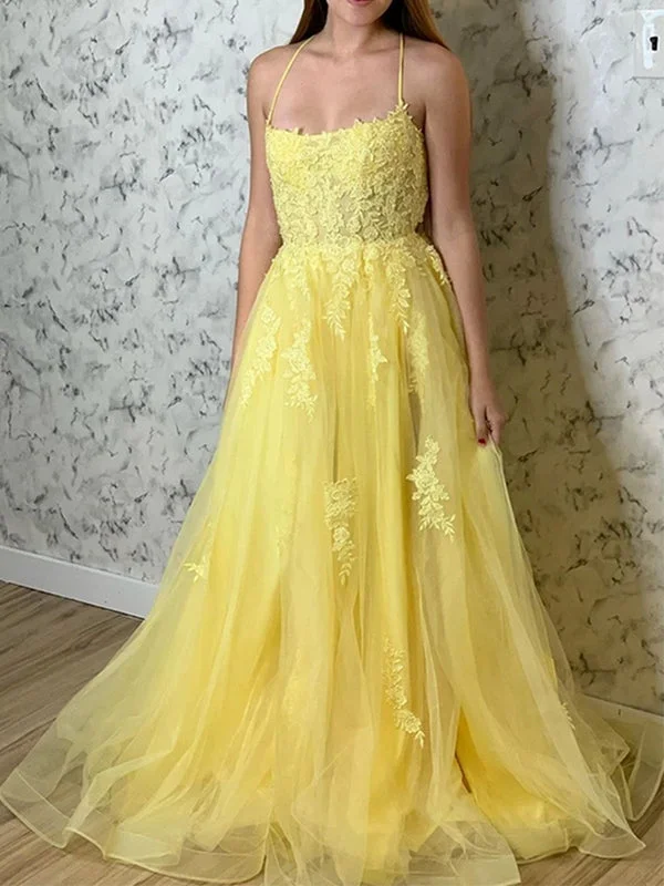 Limited-Time Price Drop!Limited-Time Price Drop!A-line Yellow Lace Popular Spaghetti Straps Modest Long Prom Dresses PD241 Limited-Time Price Drop!Limited-Time Price Drop!A-line Yellow Lace Popular Spaghetti Straps Modest Long Prom Dresses PD241