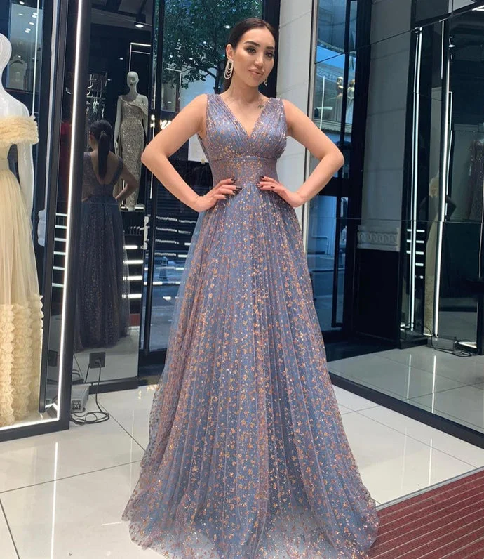 Sale Alert – Get Ready to Shop!Sale Alert – Get Ready to Shop!Blue v neck tulle sequins long prom dress evening dress, cg20264 Sale Alert – Get Ready to Shop!Sale Alert – Get Ready to Shop!Blue v neck tulle sequins long prom dress evening dress, cg20264