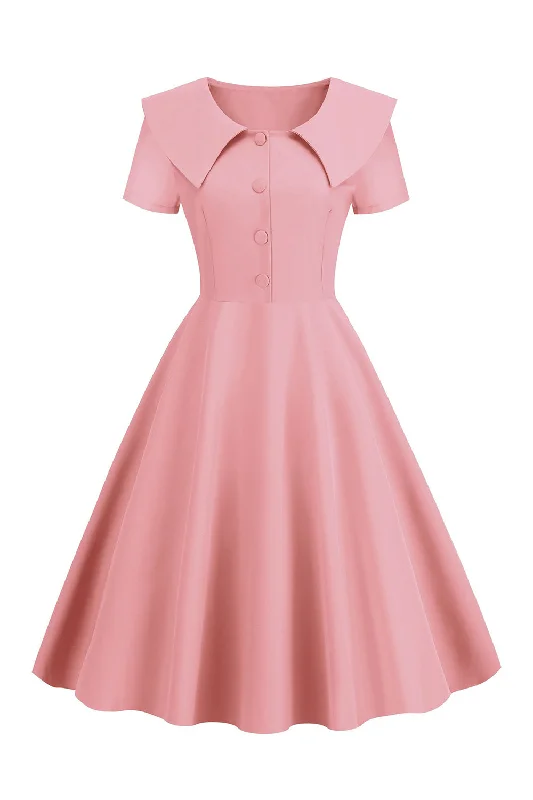 Snag the Best Prices Now!Snag the Best Prices Now!Blush Short Sleeves Peter Pan Vintage Dress With Buttons Snag the Best Prices Now!Snag the Best Prices Now!Blush Short Sleeves Peter Pan Vintage Dress With Buttons
