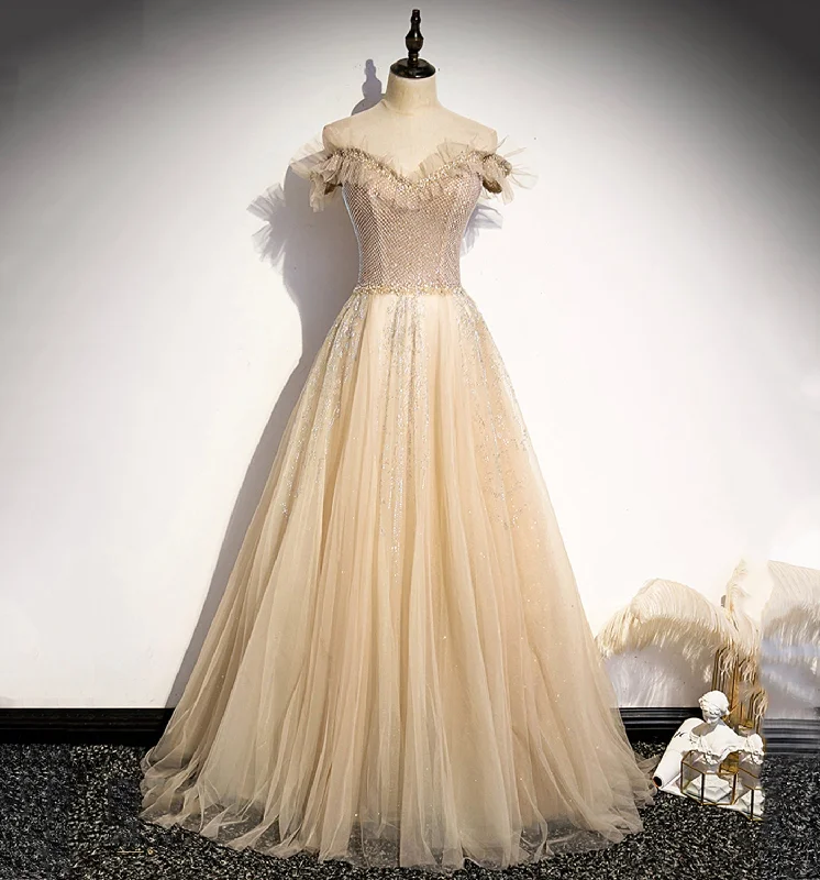 Only a Few Left – Order Now!Only a Few Left – Order Now!CHAMPAGNE TULLE BEADS LONG PROM DRESS FORMAL DRESS cg20294 Only a Few Left – Order Now!Only a Few Left – Order Now!CHAMPAGNE TULLE BEADS LONG PROM DRESS FORMAL DRESS cg20294