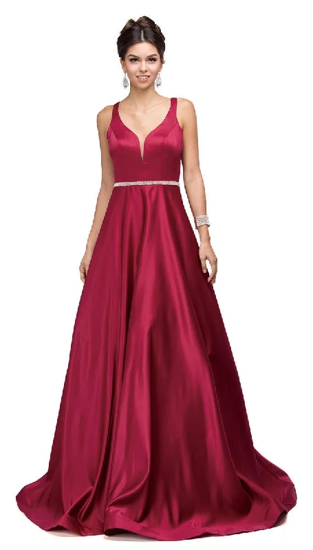 Must-Have Deals Inside!Must-Have Deals Inside!Dancing Queen Bridal - 9754 Classic Long Satin Prom Dress with V-back and Plunging Neckline