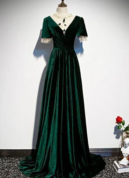 Exclusive Offers You’ll Love!Exclusive Offers You’ll Love!Dark Green Velvet Short Sleeves A-Line Prom Dress cg20259 Exclusive Offers You’ll Love!Exclusive Offers You’ll Love!Dark Green Velvet Short Sleeves A-Line Prom Dress cg20259