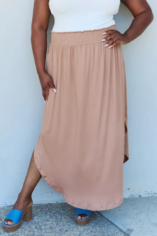 Unmissable Offers Await!Unmissable Offers Await!Doublju Comfort Princess Full Size High Waist Scoop Hem Maxi Skirt in Tan Unmissable Offers Await!Unmissable Offers Await!Doublju Comfort Princess Full Size High Waist Scoop Hem Maxi Skirt in Tan
