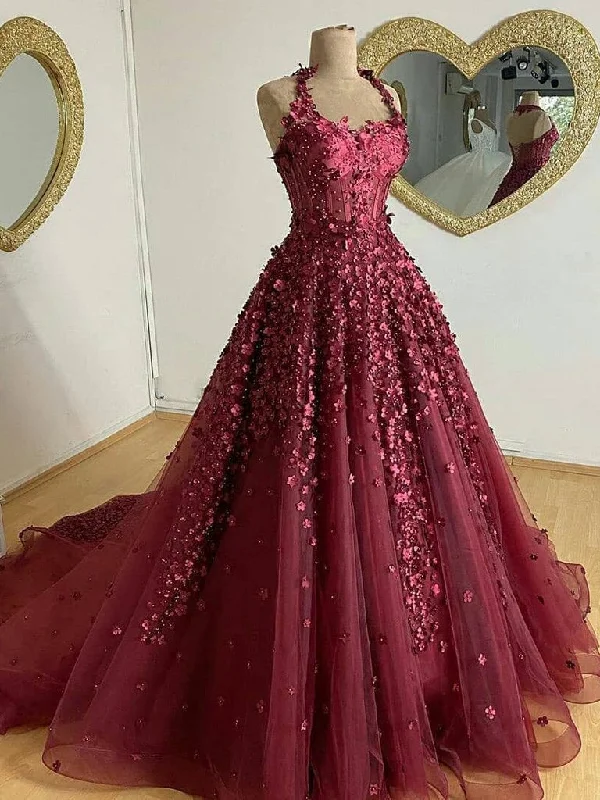 Don't Miss Out!Don't Miss Out!Fabulous A-line Halter Chapel Train Tulle Beaded Appliqued Prom Dresses cg20349 Don't Miss Out!Don't Miss Out!Fabulous A-line Halter Chapel Train Tulle Beaded Appliqued Prom Dresses cg20349