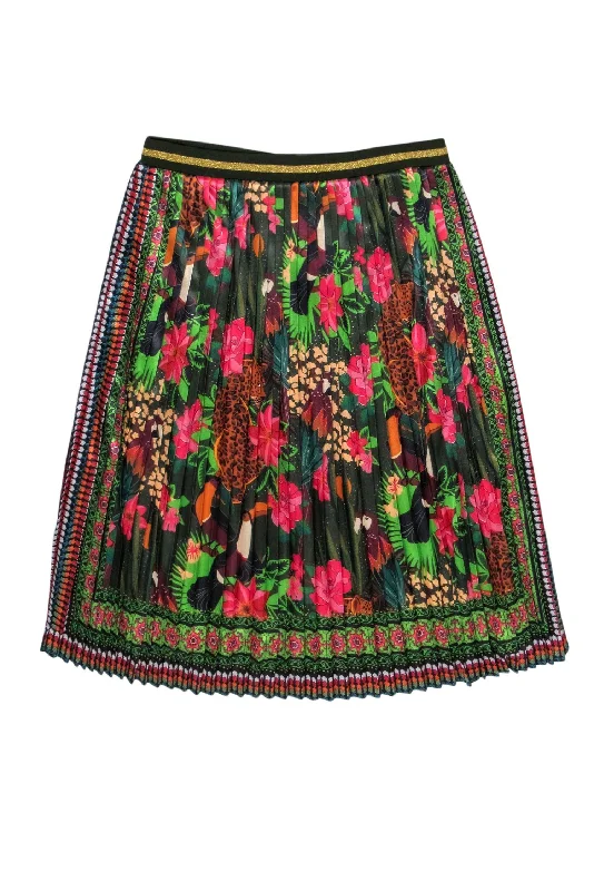 Shop the Hottest Deals!Shop the Hottest Deals!Farm - Green & Pink Floral w/Leopard & Parrot Print Pleated Skirt Sz L Shop the Hottest Deals!Shop the Hottest Deals!Farm - Green & Pink Floral w/Leopard & Parrot Print Pleated Skirt Sz L