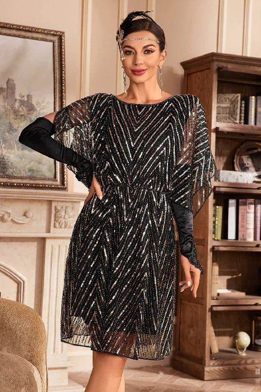 Get Ready to Save!Get Ready to Save!Glitter Sequins 1920s Dress with Batwing Sleeves Get Ready to Save!Get Ready to Save!Glitter Sequins 1920s Dress with Batwing Sleeves