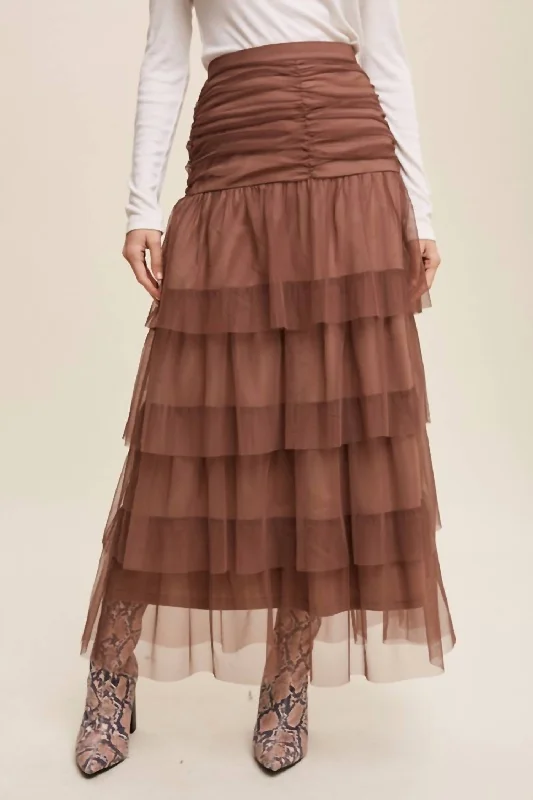 Don’t Wait – Deals Won’t Last!Don’t Wait – Deals Won’t Last!High Waist Tiered Mesh Maxi Skirt In Mocha Don’t Wait – Deals Won’t Last!Don’t Wait – Deals Won’t Last!High Waist Tiered Mesh Maxi Skirt In Mocha