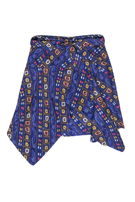 Save More Than Ever!Save More Than Ever!Isabel Marant - Purple & Multi Colored Printed Silk Wrap Skirt w/ Tie Sz 6 Save More Than Ever!Save More Than Ever!Isabel Marant - Purple & Multi Colored Printed Silk Wrap Skirt w/ Tie Sz 6
