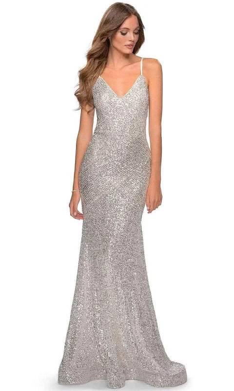 Exclusive Savings This Week!Exclusive Savings This Week!La Femme - Deep V-Neckline Sequin Sheath Dress 28713 - 1 pc Silver In Size 00 Available Exclusive Savings This Week!Exclusive Savings This Week!La Femme - Deep V-Neckline Sequin Sheath Dress 28713 - 1 pc Silver In Size 00 Available