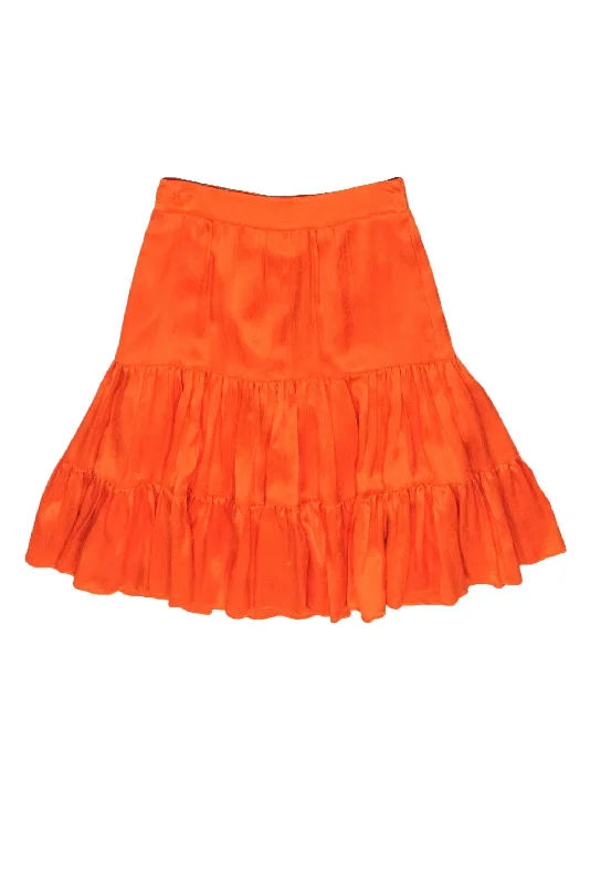 Steals and Deals Await!Steals and Deals Await!Lilly Pulitzer - Neon Orange Silk Satin A-Line Tired Skirt Sz 0 Steals and Deals Await!Steals and Deals Await!Lilly Pulitzer - Neon Orange Silk Satin A-Line Tired Skirt Sz 0