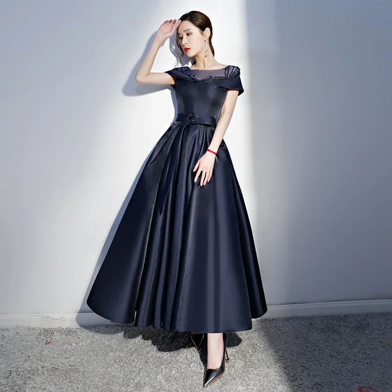 Save Money, Shop Happy!Save Money, Shop Happy!Navy Blue Satin Beaded New Style Long Party Dress, Blue Cap Sleeves Prom Dress cg20333 Save Money, Shop Happy!Save Money, Shop Happy!Navy Blue Satin Beaded New Style Long Party Dress, Blue Cap Sleeves Prom Dress cg20333
