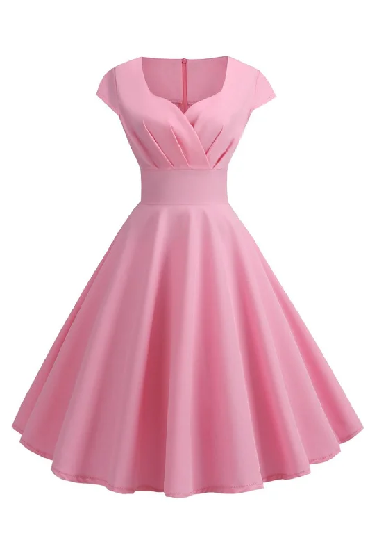 Save Money, Shop Happy!Save Money, Shop Happy!Pink Cap Sleeves A Line 1950s Dress