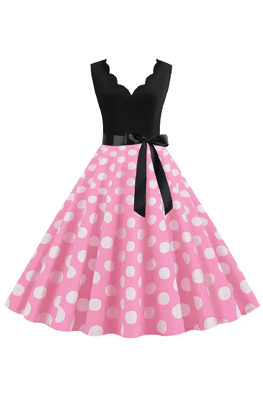 Limited Time Offer!Limited Time Offer!Pink Polka Dots Sleeveless Vintage 1950s Dress Limited Time Offer!Limited Time Offer!Pink Polka Dots Sleeveless Vintage 1950s Dress
