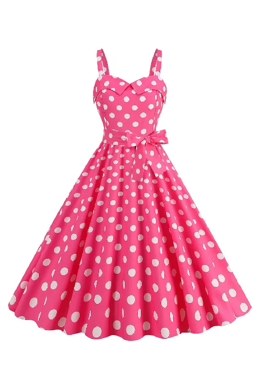 Hurry! While Supplies Last!Hurry! While Supplies Last!Pink Spaghetti Straps Polka Dots 1950s Dress With Bowknot Hurry! While Supplies Last!Hurry! While Supplies Last!Pink Spaghetti Straps Polka Dots 1950s Dress With Bowknot