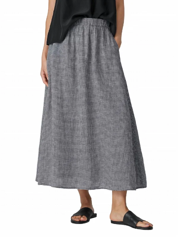 Grab Yours Before It’s Too Late!Grab Yours Before It’s Too Late!Puckered Linen Gather Skirt In Black/white Grab Yours Before It’s Too Late!Grab Yours Before It’s Too Late!Puckered Linen Gather Skirt In Black/white