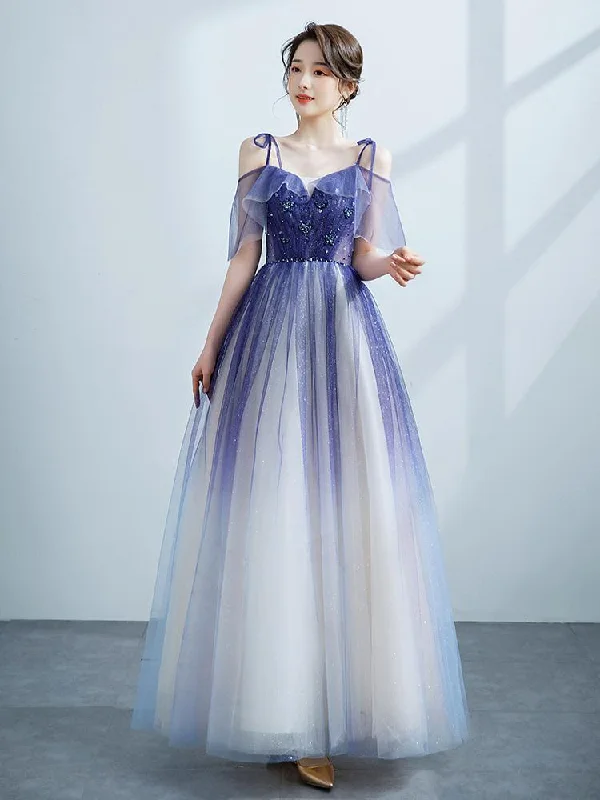 Hurry! While Supplies Last!Hurry! While Supplies Last!Purple Tulle Gradient Straps Beaded Long Party Dress, New Style A-Line Tulle Prom Dress cg20253 Hurry! While Supplies Last!Hurry! While Supplies Last!Purple Tulle Gradient Straps Beaded Long Party Dress, New Style A-Line Tulle Prom Dress cg20253