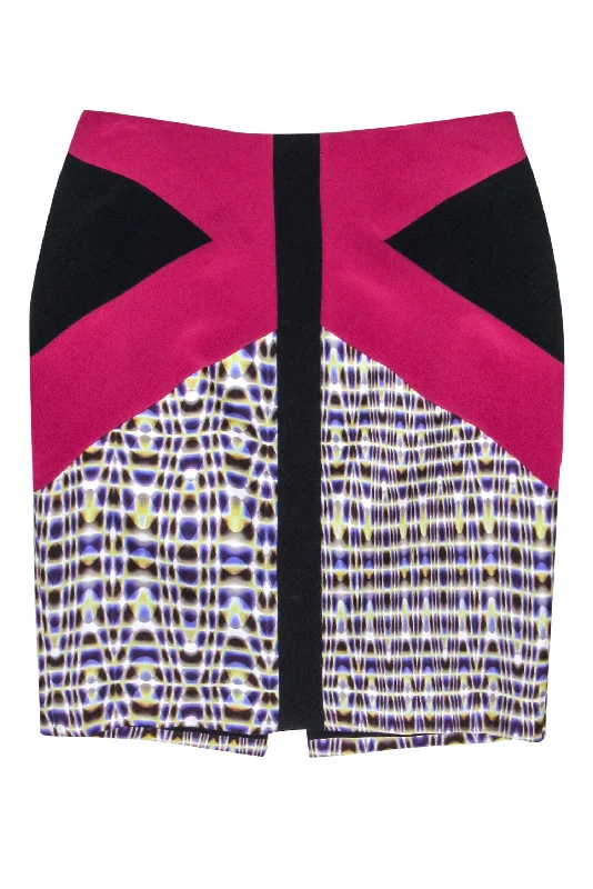 Limited Stock Available!Limited Stock Available!Rachel Roy - Purple & Black Silk Pencil Skirt w/ Kaleidoscope Print Sz 12 Limited Stock Available!Limited Stock Available!Rachel Roy - Purple & Black Silk Pencil Skirt w/ Kaleidoscope Print Sz 12