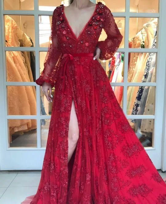 Unbeatable Prices!Unbeatable Prices!red prom dresses long sleeve lace appliqué 3d flowers beaded elegant prom gown cg20201 Unbeatable Prices!Unbeatable Prices!red prom dresses long sleeve lace appliqué 3d flowers beaded elegant prom gown cg20201