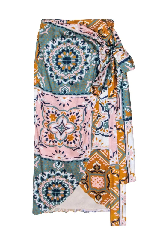 Stock Up and Save!Stock Up and Save!Silvia Tcherassi - Green, Mustard, & Pink Print Wrap Tie Skirt Sz S Stock Up and Save!Stock Up and Save!Silvia Tcherassi - Green, Mustard, & Pink Print Wrap Tie Skirt Sz S