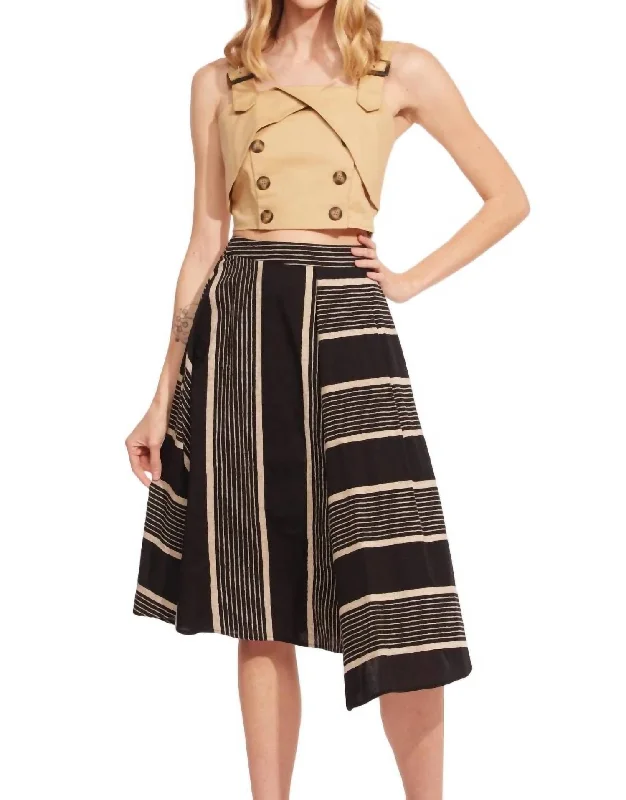 Hurry! While Supplies Last!Hurry! While Supplies Last!Stripe Midi Skirt In Black/taupe Hurry! While Supplies Last!Hurry! While Supplies Last!Stripe Midi Skirt In Black/taupe