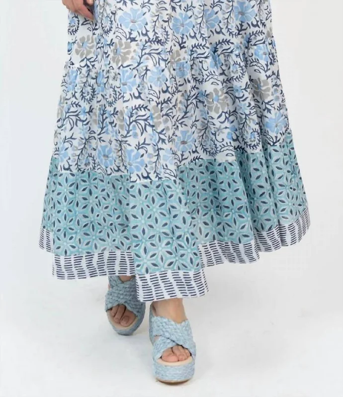 Save More with Every Purchase!Save More with Every Purchase!Tiered Midi Skirt In Blue