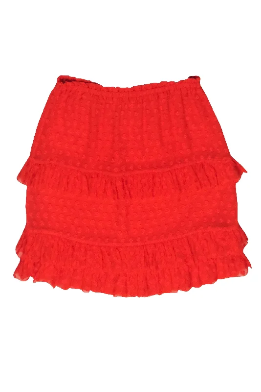 One Day Only – Huge Savings!One Day Only – Huge Savings!Tory Burch - Red Orange Floral Textured Ruffle Trim Skirt Sz S One Day Only – Huge Savings!One Day Only – Huge Savings!Tory Burch - Red Orange Floral Textured Ruffle Trim Skirt Sz S