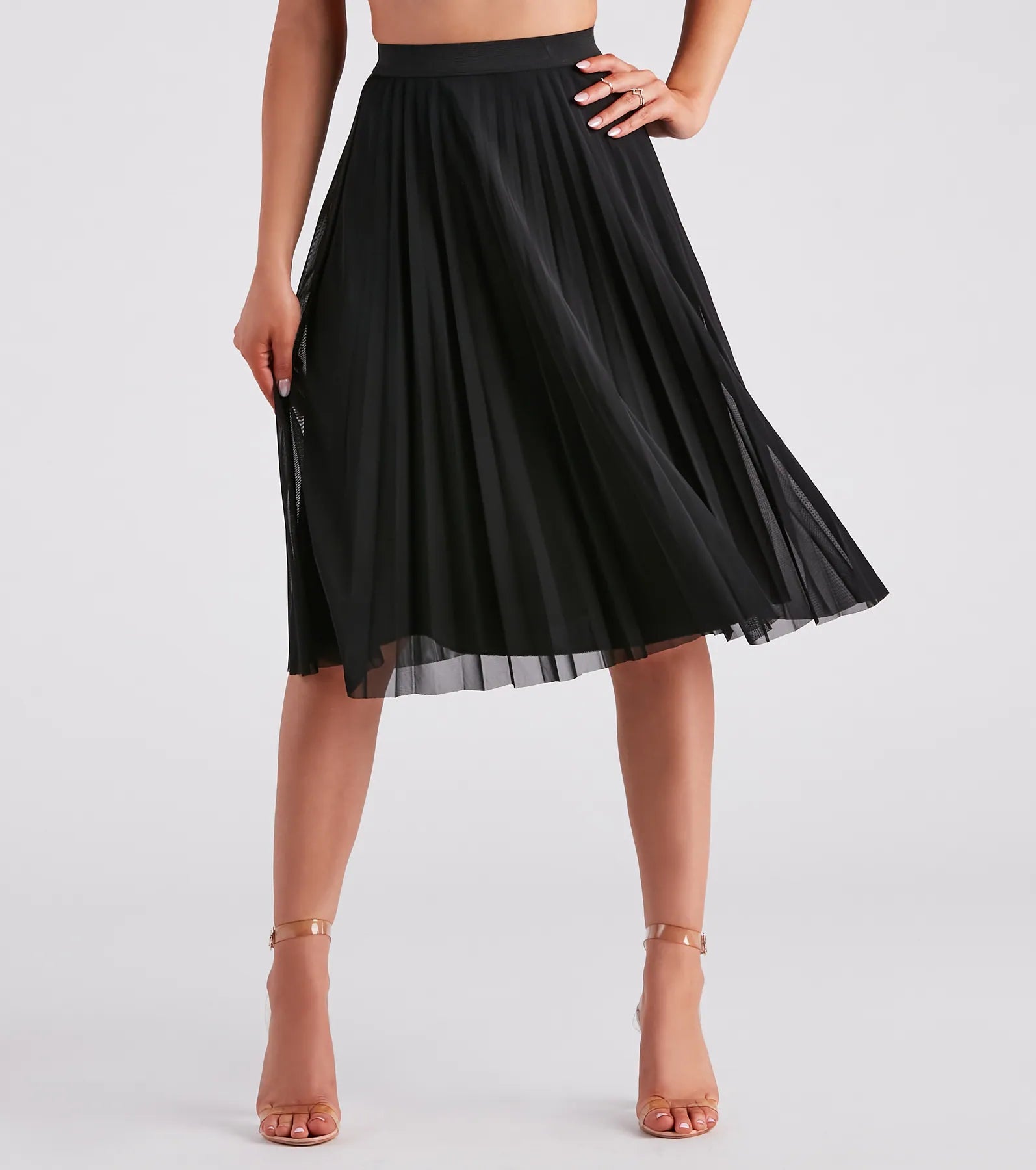 Buy More, Pay Less!Buy More, Pay Less!Total Charm Pleated Mesh Midi Skirt