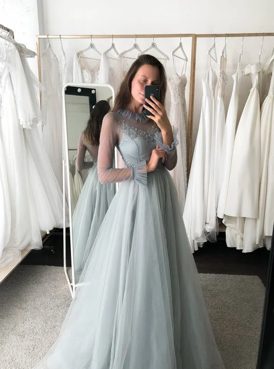 Special Discounts Inside!Special Discounts Inside!Vintage Grey Tulle Prom Dress cg20193 Special Discounts Inside!Special Discounts Inside!Vintage Grey Tulle Prom Dress cg20193