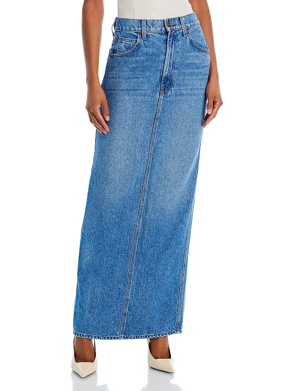 Hurry, Sale Ends Soon!Hurry, Sale Ends Soon!Womens Midi Side Slit Denim Skirt