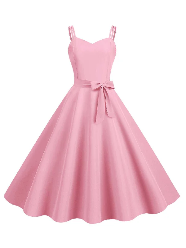 Shop Smart, Save Big!Shop Smart, Save Big!1950s Spaghetti Strap Bow Decor Solid Dress Shop Smart, Save Big!Shop Smart, Save Big!1950s Spaghetti Strap Bow Decor Solid Dress