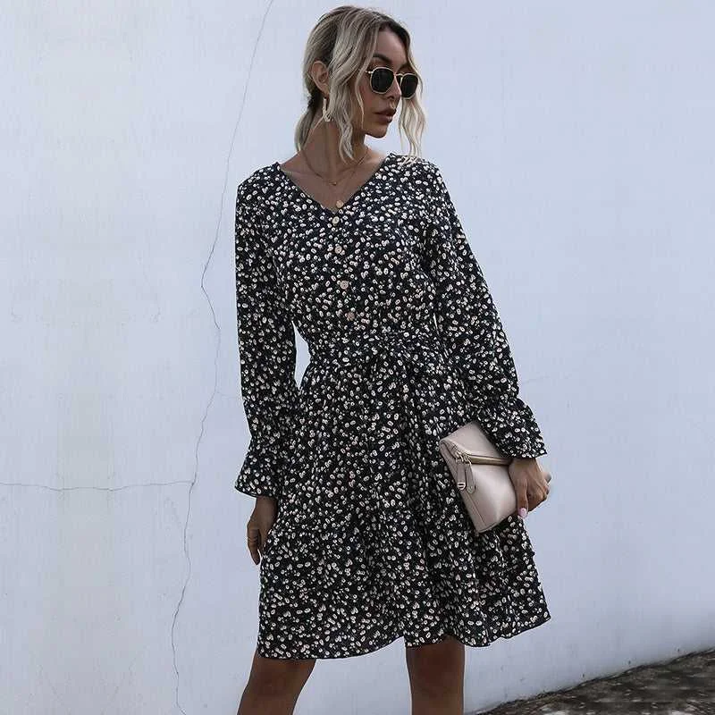 Shop Early, Save Big!Shop Early, Save Big!KittenAlarm - Long Sleeve Floral Chiffon Dress High Waist Black Pleated Dress Spring Autumn Fashion Dress Shop Early, Save Big!Shop Early, Save Big!KittenAlarm - Long Sleeve Floral Chiffon Dress High Waist Black Pleated Dress Spring Autumn Fashion Dress