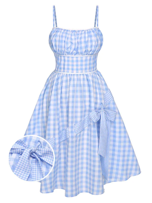 Mega Sale Happening Now!Mega Sale Happening Now!Blue 1950s Spaghetti Strap Plaids Bow Decor Dress Mega Sale Happening Now!Mega Sale Happening Now!Blue 1950s Spaghetti Strap Plaids Bow Decor Dress