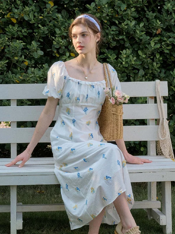 Massive Price Cuts!Massive Price Cuts!Celeste French Square Neck Gypsophila Embroidered Floral Cotton Dress Massive Price Cuts!Massive Price Cuts!Celeste French Square Neck Gypsophila Embroidered Floral Cotton Dress